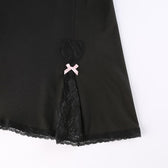 Low cut bowknot lace ruffled cami A line dress 7