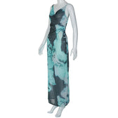 Slit chiffon tie dye contrast backless cowl neck cami maxi dress 3