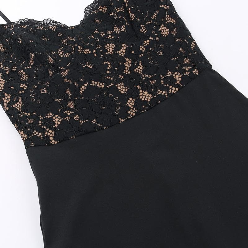 Lace patchwork v neck backless cami maxi dress 4