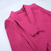 Feather turnover collar long sleeve v neck solid button mini dress 4