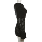 Crochet off shoulder long sleeve hollow out mini dress 3