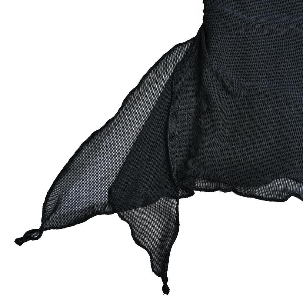 Solid one shoulder mesh patchwork ruffle ruched zip-up mini dress 7