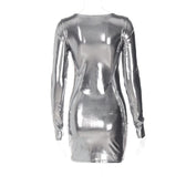 Metallic long sleeve round neck mini dress 4