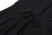 Long flared sleeve crewneck self tie mesh backless mini dress 6