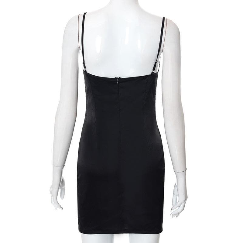 Hollow out mesh ruched zip up back dress 4