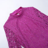 Lace hem long sleeve zip-up lace up backless solid ruffle mini dress 4