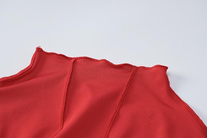 Long sleeve solid feather ruffle high neck backless midi dress 5