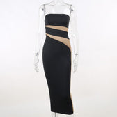 Mesh patchwork contrast irregular tube mini dress 3