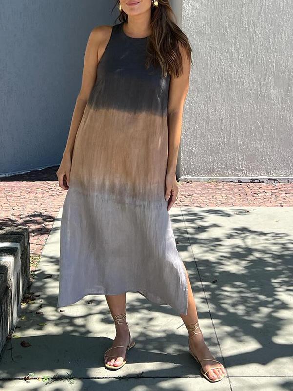 Tie Dye Ombre Sleeveless Midi Dress 2