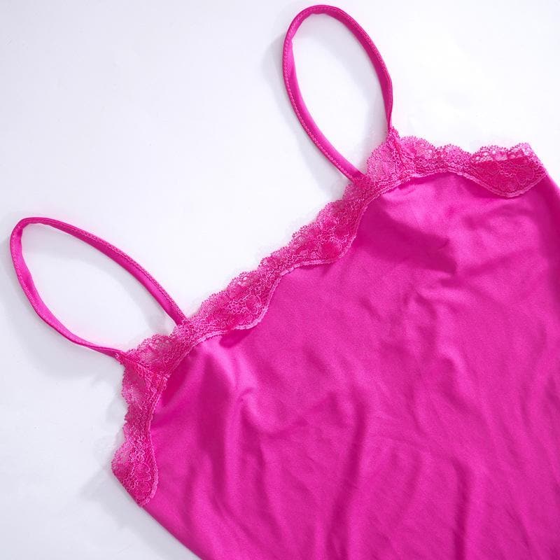 Lace hem square neck solid backless cami maxi dress 9