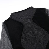 Mesh crewneck long sleeve see through embroidery mini dress 6
