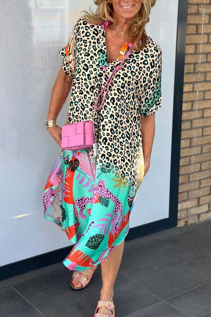 Sierra Statement Leopard Print Short Sleeve Informal Dress Chic Silhouette Collection