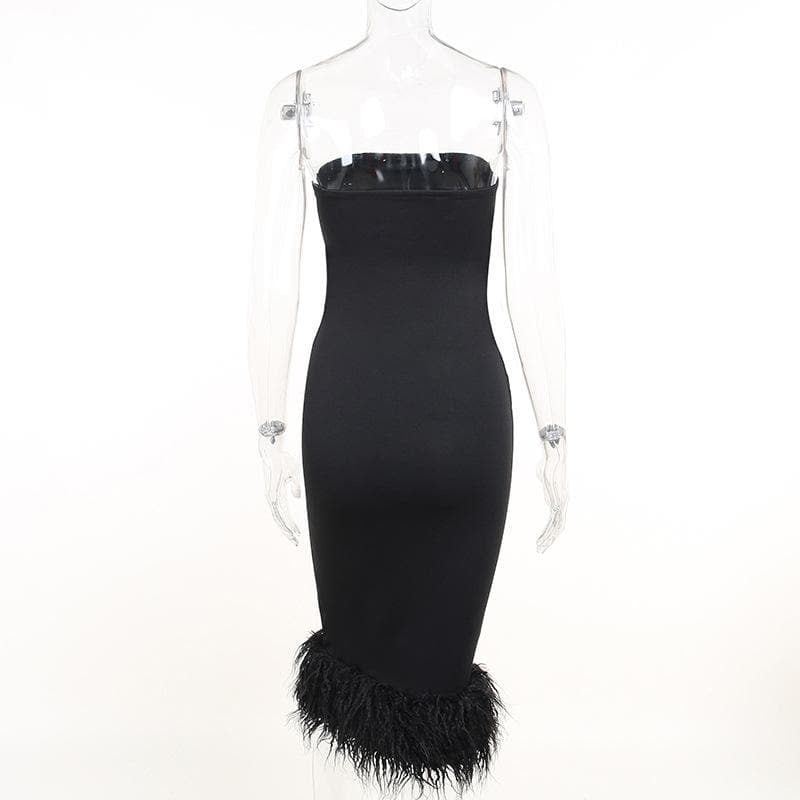 Sleeveless solid feather backless tube dress 4