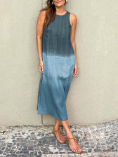 Tie Dye Ombre Sleeveless Midi Dress 9