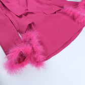 Feather turnover collar long sleeve v neck solid button mini dress 6