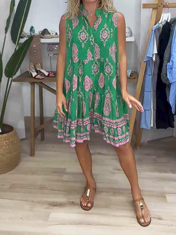 Paisley Print Sleeveless Tiered Mini Dress 9
