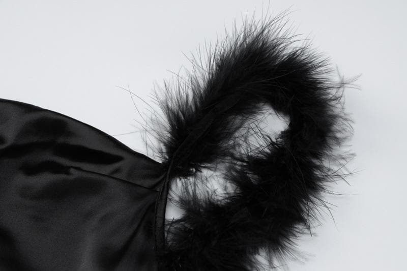 Feather cowl neck ruched solid backless maxi dress 4