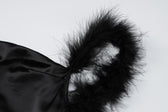 Feather cowl neck ruched solid backless maxi dress 4