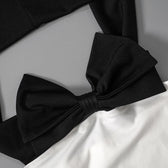 Bowknot applique contrast off shoulder backless mini dress 6