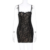 Lace contrast zip-up backless cami mini dress 8