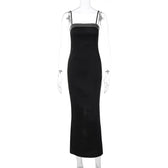 Beaded square neck slit zip-up backless cami maxi dress 3
