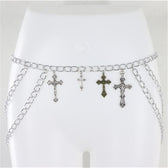 chain Cross pendant waist layered chain
