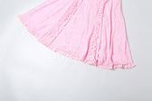 Lace contrast bowknot zip-up ruffle backless tube maxi dress 8
