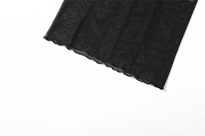Sleeveless solid sheer mesh see through backless midi dress 6