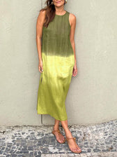 Tie Dye Ombre Sleeveless Midi Dress 8