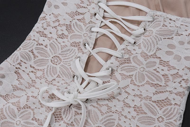 Irregular ruched backless lace up bustier tube mini dress 10