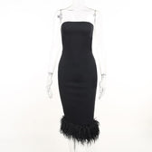 Sleeveless solid feather backless tube dress 8