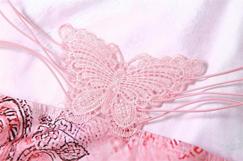 Butterfly applique backless v neck maxi dress 9