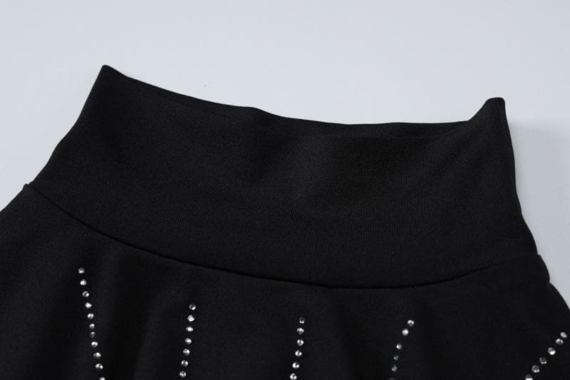 Long sleeve high neck beaded solid midi dress 7