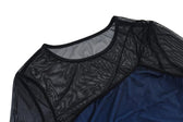 Long sleeve gloves mesh patchwork stitch contrast mini dress 5