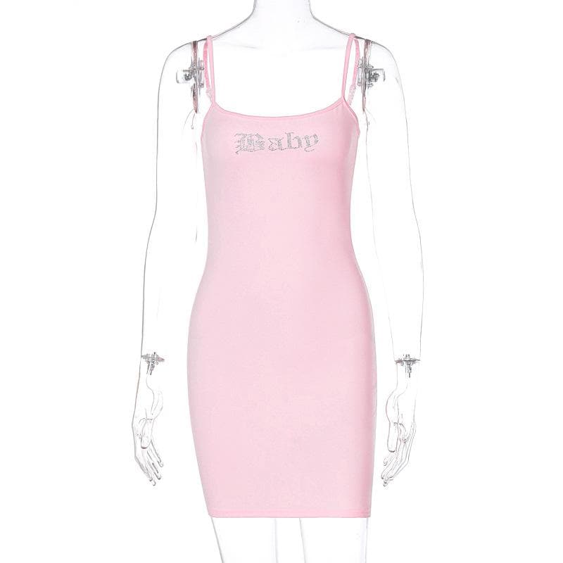 Beaded solid square neck backless cami mini dress 8