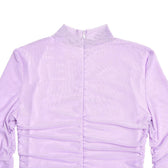 Mesh ruched zip-up long sleeve solid high neck mini dress 6