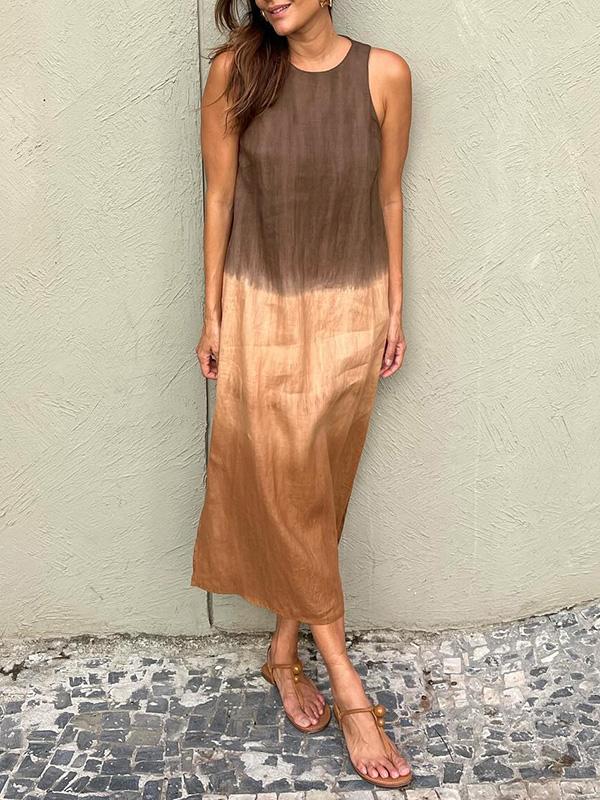 Tie Dye Ombre Sleeveless Midi Dress 3