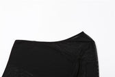 Ruffle contrast buckle one shoulder irregular ruched mesh mini dress 5