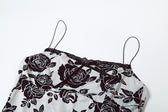 Rose print lace hem contrast spaghetti strap mini dress 9