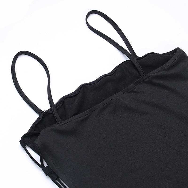 Lace up solid irregular backless square neck midi dress 6