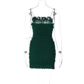 Waffle solid lace up spaghetti strap backless mini dress 5