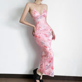 Butterfly applique backless v neck maxi dress 3
