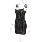 Lace contrast zip-up backless cami mini dress 3