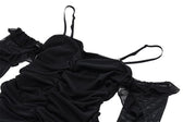 Solid ruched backless ruffle mesh mini dress 7