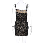 Lace contrast zip-up backless cami mini dress 4