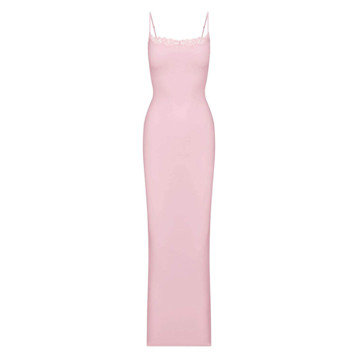 Lace Trim Square Neck Spaghetti Strap Bodycon Maxi Dress 5