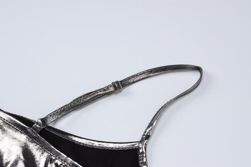 Metallic square neck backless cami maxi dress 4