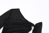 Mesh off shoulder long sleeve irregular ruched mini dress 6