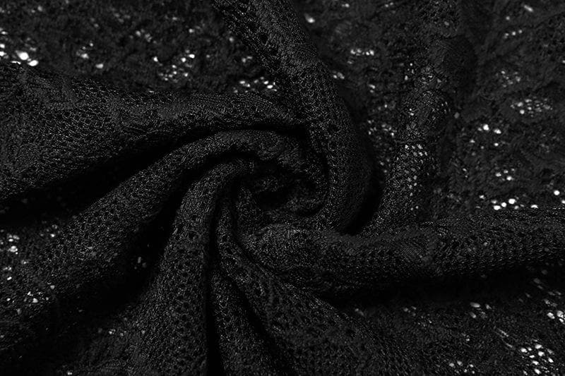 Lace long sleeve turtle neck see through slit gloves maxi dress 7