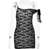 Lace contrast irregular self tie backless mini dress 8